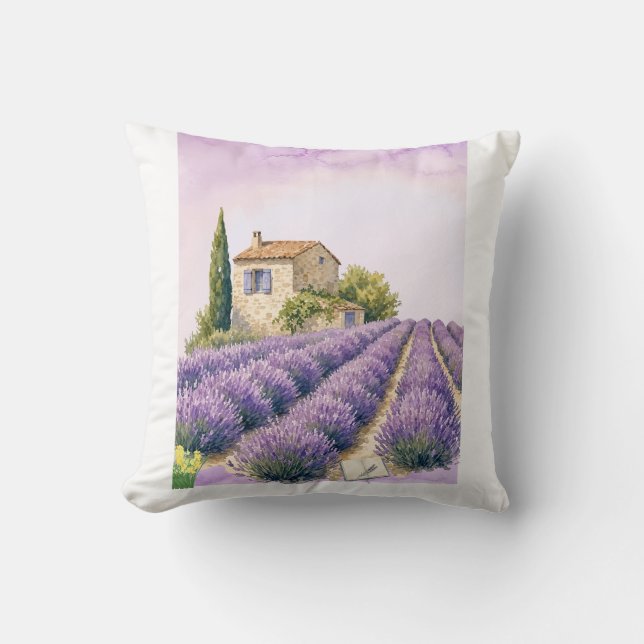 Lavender Fields in Provence Throw Pillow (Front)