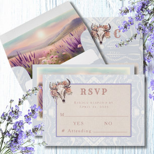 Lavender Fields of Blue Western Wedding  RSVP Card