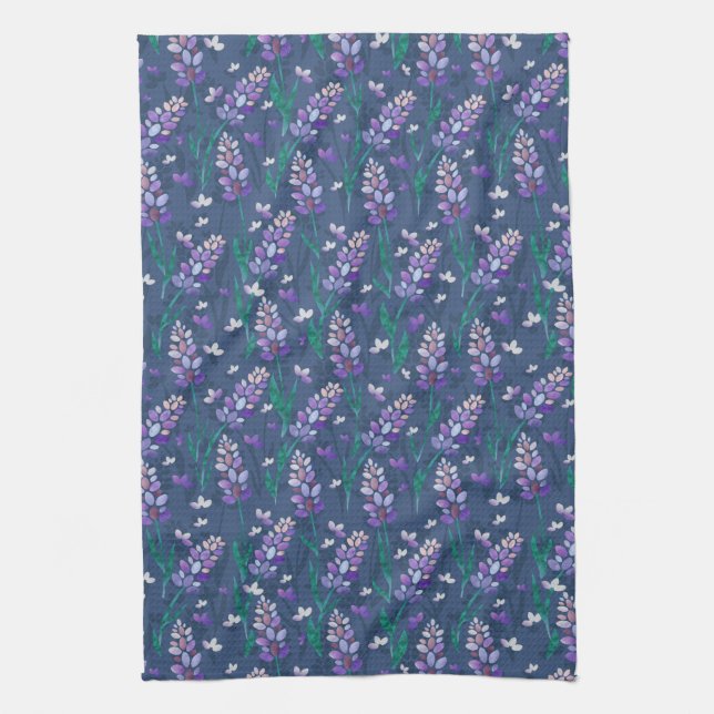 Lavender Fields Pattern in Purple Kitchen Towel (Vertical)