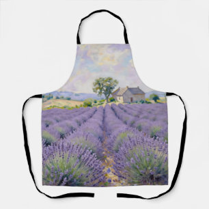 Lavender Fields Provence Cottage Impressionist Apron