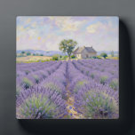 Lavender Fields Provence Cottage Impressionist Plaque<br><div class="desc">Serene lavender fields stretch endlessly toward a charming stone cottage under a dreamy Provençal sky. Soft brushstrokes in delicate purples,  gentle lavenders,  and warm golden light capture the peaceful,  romantic essence of the French countryside in timeless impressionist style.</div>