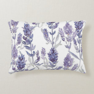 Lavender Fields   Purple Watercolor Flower Pattern Accent Pillow