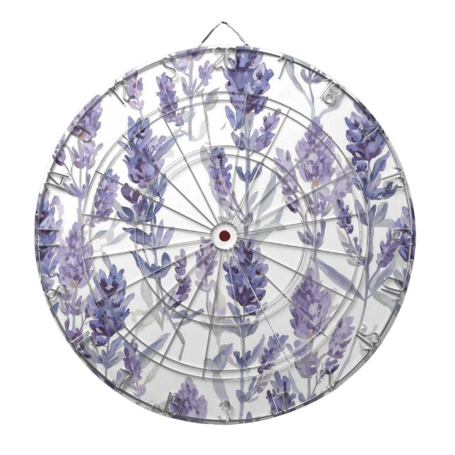 Lavender Fields | Purple Watercolor Flower Pattern Dartboard (Front)