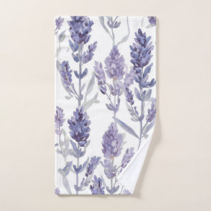 Lavender Fields Purple Watercolor Flower Pattern Hand Towel