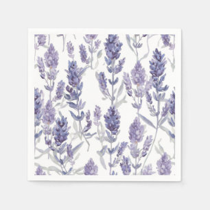 Lavender Fields Purple Watercolor Flower Pattern Napkin