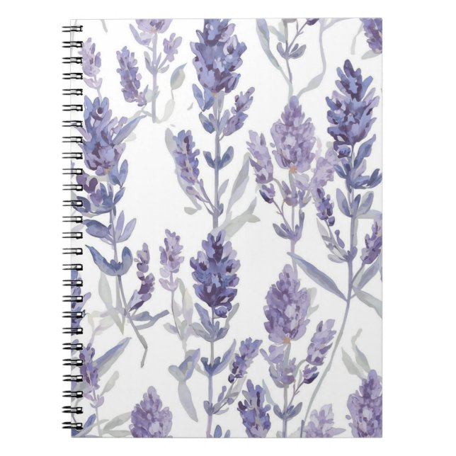 Lavender Fields | Purple Watercolor Flower Pattern Notebook (Front)