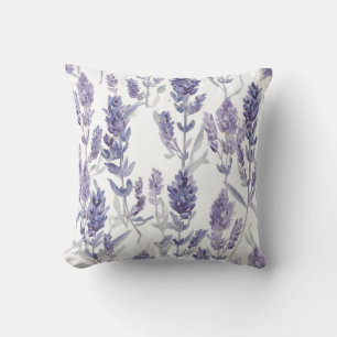 Lavender Fields   Purple Watercolor Flower Pattern Throw Pillow