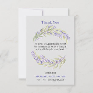 Lavender Fiels Bereavement Thank You Card