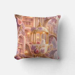 Lavender Fig Teacup Library Lift Throw Pillow