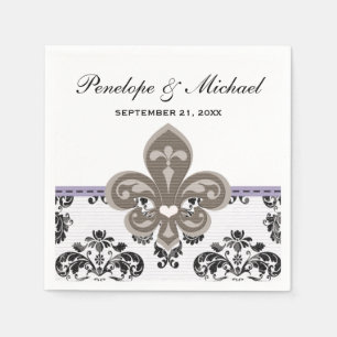 Lavender Fleur de Lis Wedding Napkin