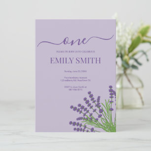 Lavender floral 1st birthday card