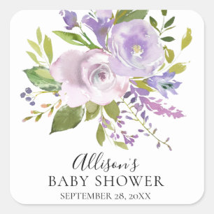 Lavender Floral Baby Shower Envelope Seal