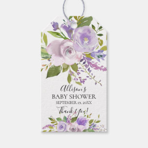 Lavender Floral Baby Shower Favour Gift Tag