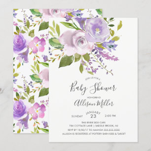 Lavender Floral Baby Shower Invitation