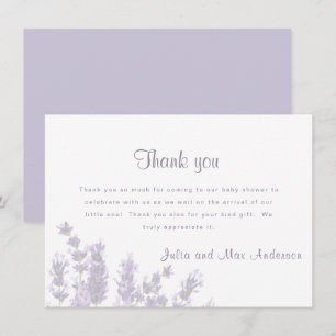 Lavender Floral Baby Shower Thank You Invitation