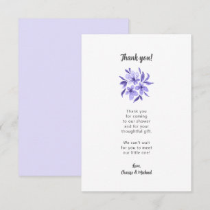 Lavender Floral baby shower thank you note Card