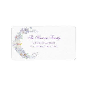 Lavender Floral Baptism Return Address Label