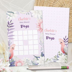 Lavender Floral Bird Baby Shower Bingo Game