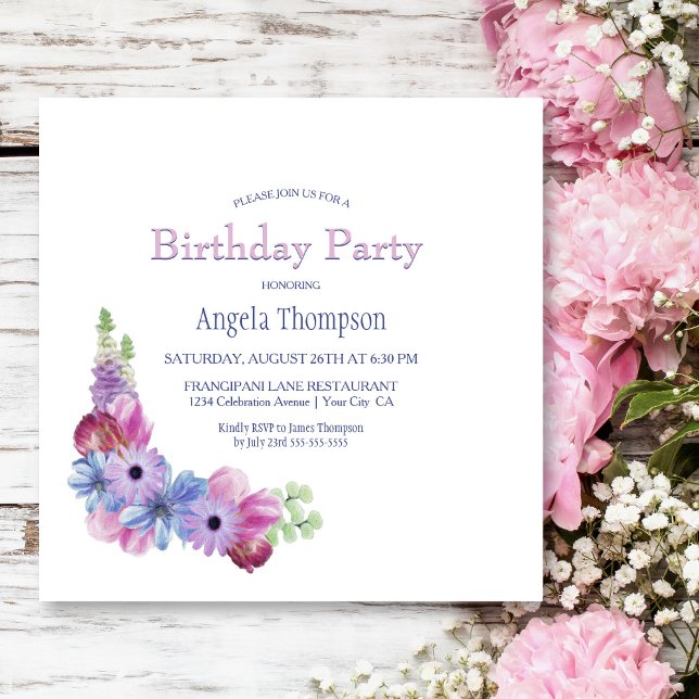 Lavender Floral Birthday Party Invitation (Creator Uploaded)