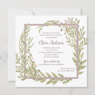Lavender Floral Border Bridal Luncheon Invitation