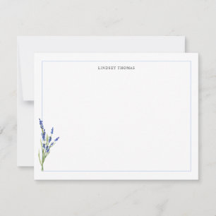Lavender Floral Border Personalized Stationery Card