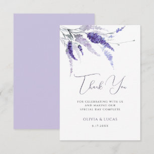 Lavender Floral Botanical Wild Flowers Wedding Thank You Card