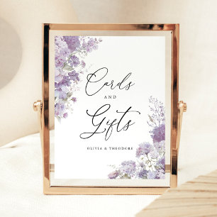Lavender Floral Cards and Gifts Wedding Table Pedestal Sign