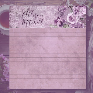 Lavender Floral Customizable Small Lined Notepad