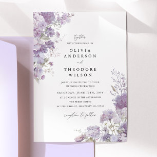 Lavender Floral Elegant Wedding Invitation