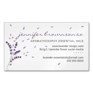 Lavender floral Essential Oils Simple Classy Magnetic Business Card