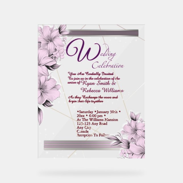  Lavender Floral Flat Card Acrylic Sign (Front)