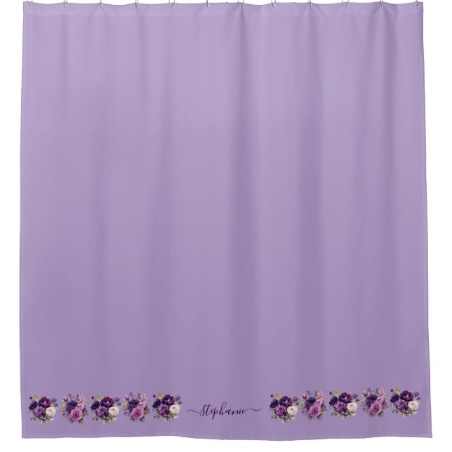 Lavender Floral Flowers on Bottom Shower Curtain (Front)