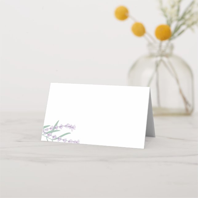 Lavender Floral Folded Place Cards (Front)