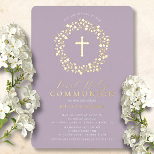 Lavender Floral Girls First Communion