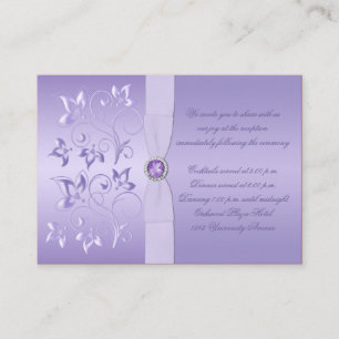 Lavender Floral Jewelled Reception Card
