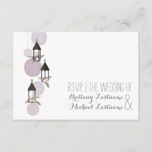 Lavender Floral Lanterns Garden Wedding RSVP Card