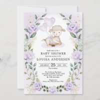 Lavender Floral Little Lamb Baby Sheep Shower