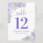 Lavender Floral Mariage Numéro de table Carte Gran