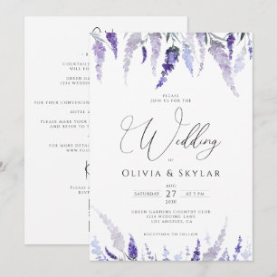 Lavender Floral Mauve QR Code All In One Wedding Invitation