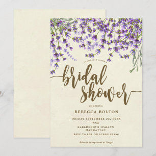 lavender floral modern bridal shower invitation
