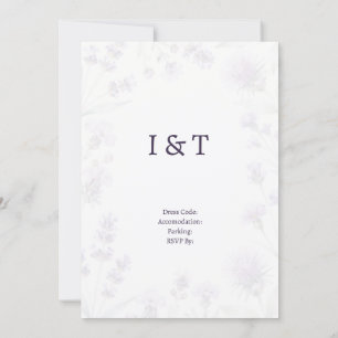 Lavender Floral Monogram Details Wedding Invitation