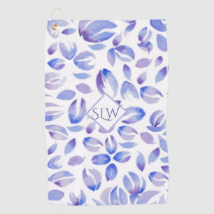Lavender Floral Monogram Ladies Golf Towel