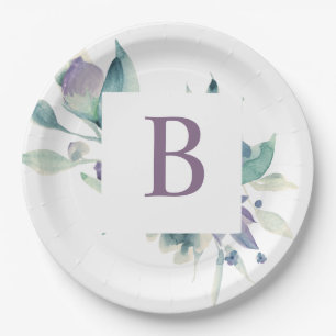 Lavender Floral Monogram Plate