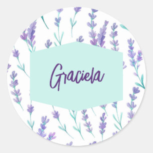 Lavender Floral Name Sticker