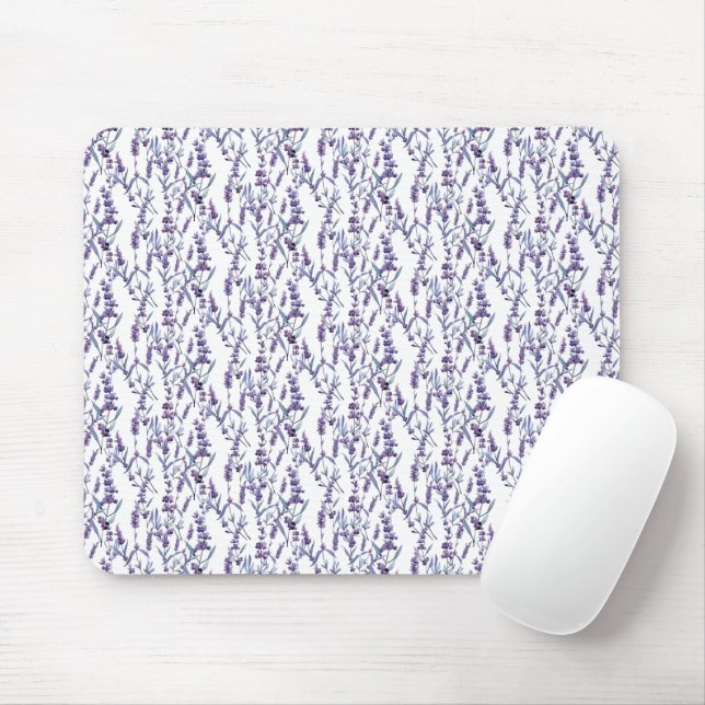 Lavender Floral On White  Mouse Pad (With Mouse)