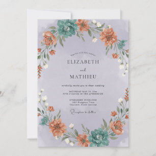 Lavender Floral Painterly Flourish Wedding Invitation