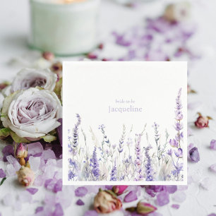 Lavender Floral Personalized Name Bridal Shower Napkin