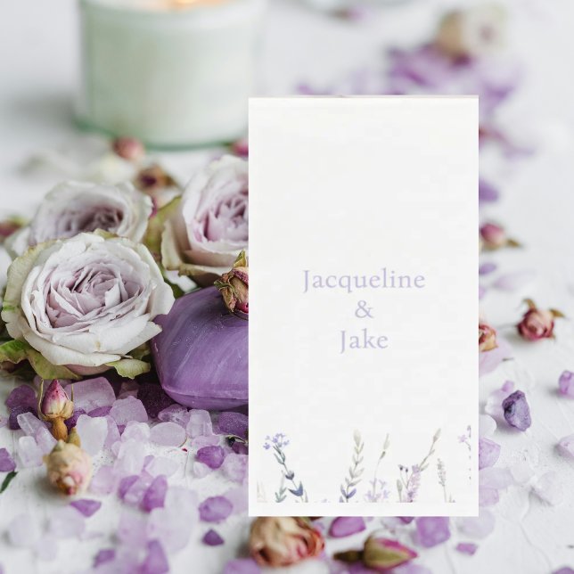 Lavender Floral Personalized Names Wedding Napkin (Creator Uploaded)