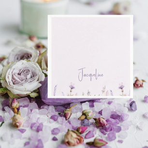 Lavender Floral Personalized Shower Napkin