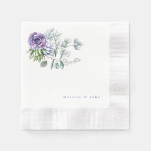 Lavender Floral Personalized Wedding  Napkin